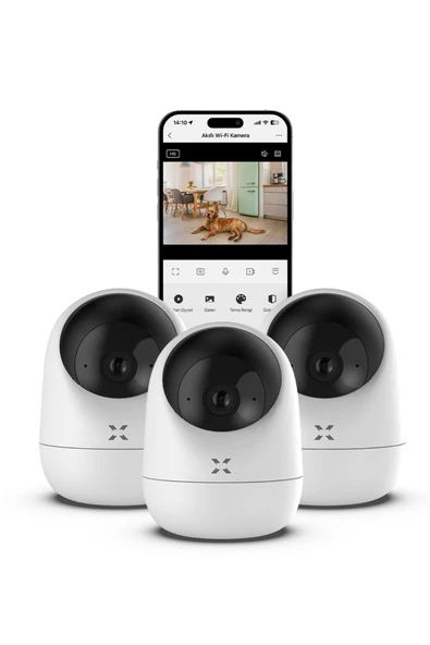 Xenon Smart Akıllı Kamera 1080p 3mp Ptz Iç Mekan Çift Yön Ses Hareket Algılamalı Güvenlik Kamerası 3 Adet X7207-3