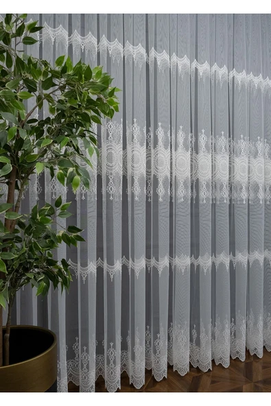 Farbateks Dikim Salon Bohre Tül Perde Ipek Model Tasarım 3kat Pileli Tül Perde ürün görseli