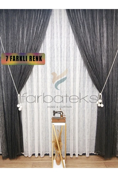 Gri Antrasit Füme Camkırıgı Sağ/Sol İç Tül Takım Tül Fon Perde