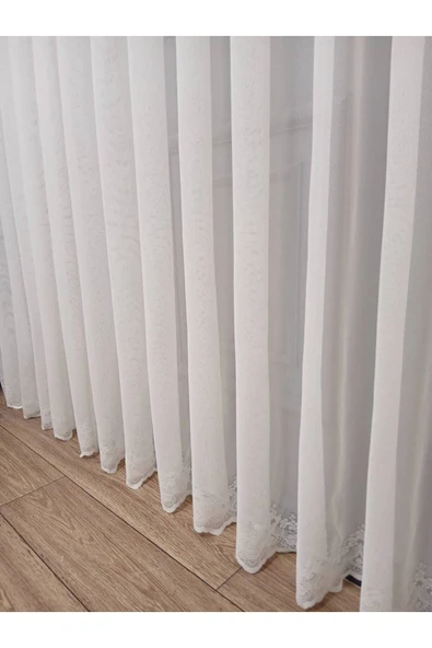Farbateks Dikim Cemre Sade Düz Örme Krem Renkli Ütü Istemez 2kat Pileli Tül Perde - Resim 5