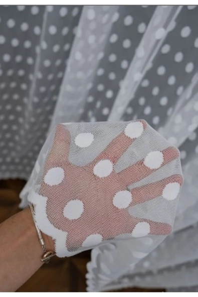 Topcuklu Yuvarlak Daire 2kat Pileli Tül Perde - Resim 2