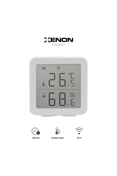 Xenon Smart Akıllı Dijital Termometre Wifi Mobil Uygulama Kontrollü Iç Mekan Isı Ölçer Ve Nem Ölçer X7508 - 2