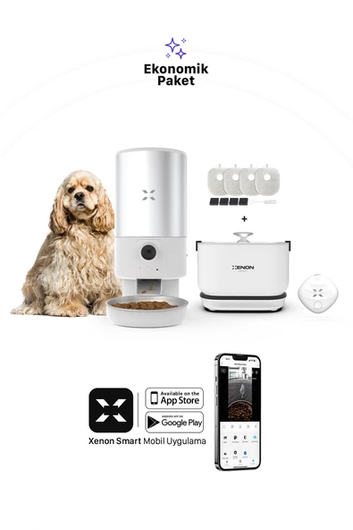 Xenon Smart Akıllı Çelik Mama Kabı Otomatik Su Pınarı 4 Adet Yedek Filtre Ve Airtag 4'lü Pet Ürünleri Seti Beyaz - 6