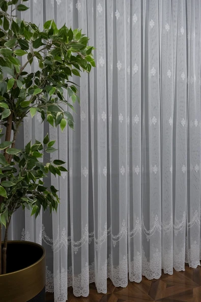 Dikim Serpme Damask Oturma Salon Model Tasarım 3kat Pileli Tül Perde - Resim 3