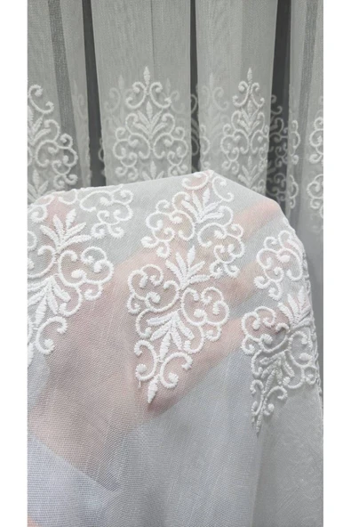 Ttm Damask Desen Tasarım Kırışmaz Ütü Istemez Tül 1e 3kat Sık Pileli Tül Perde - 2