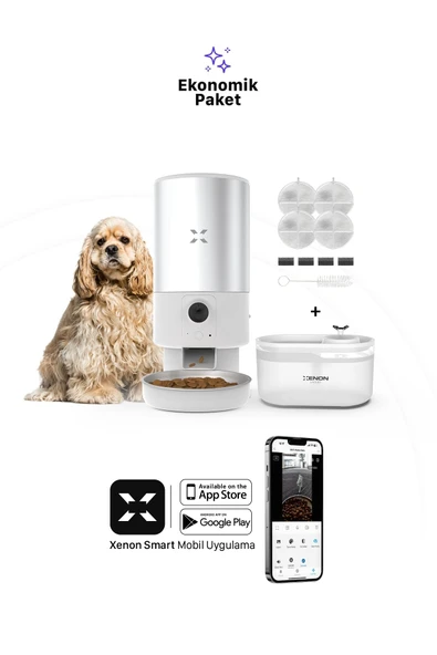 Xenon Smart Akıllı Otomatik Mama Kabı, Kedi Su Pınarı ve 4 adet Filtre 3'lü Pet Ürünleri Seti - 5