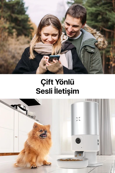 Xenon Smart Akıllı Otomatik Mama Kabı 5 Lt Mobil Kontrol Çift Yönlü Sesle Iletişim Çelik Besleme Kasesi X8605 - 4
