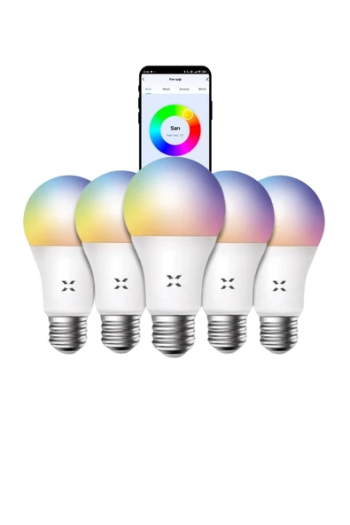 Xenon Smart Akıllı Rgb Led Ampul 9w App Kontrol Sesli Komut Wi-fi Zamanlayıcılı Aydınlatma Seti 5 Adet X7021