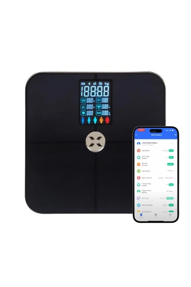 Xenon Smart Akıllı Tartı Nabız, Vücut Analizi Yağ, Kemik, Kas Ölçen Dijital Baskül (180 KG KAPASİTE) X8702
