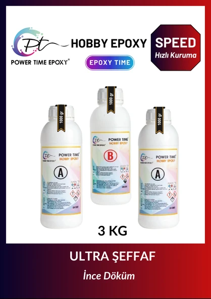 3 Kg Hobi Epoksi Speed/ Hızlı Kuruma/ Ultra Şeffaf Ve Parlak Epoksi Reçine Ince Döküm Yoğun Kıvam ürün görseli 1