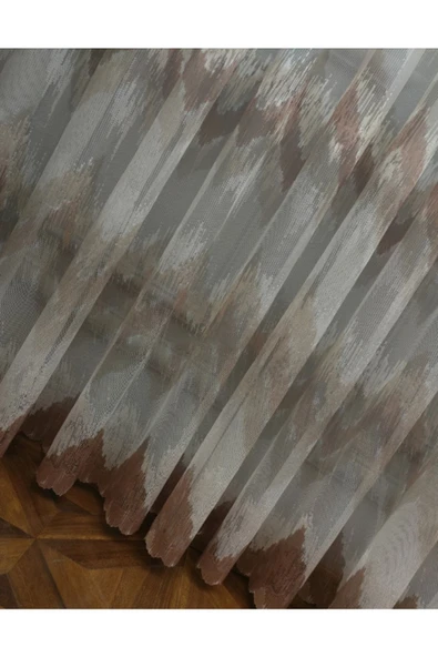 Bej Vizon Kahve Renk Tül 1e 3 Kat Pileli Tül - 2