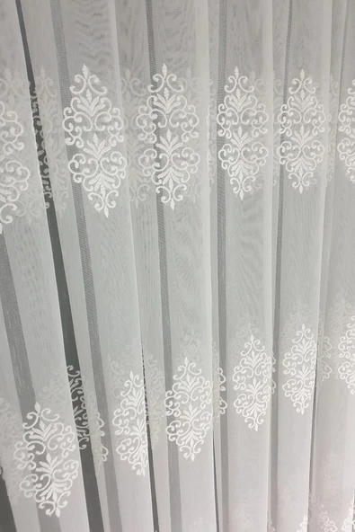 Ttm Damask Desen Tasarım Kırışmaz Ütü Istemez Tül 1e 3kat Sık Pileli Tül Perde - 5
