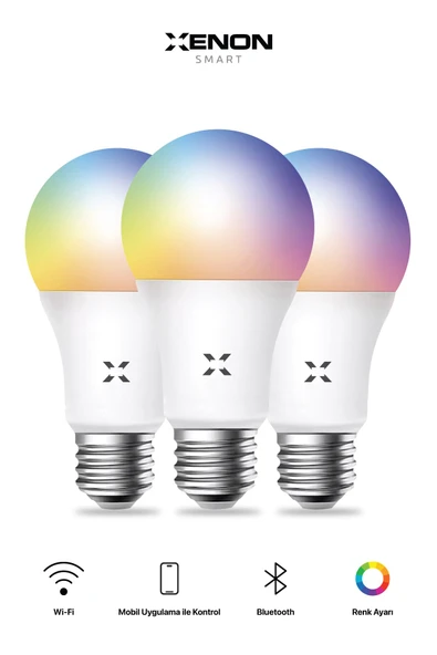 Xenon Smart Akıllı Rgb Led Ampul 9w App Kontrol Sesli Komut Wi-fi Zamanlayıcılı Aydınlatma Seti 3 Adet X7021 - 2