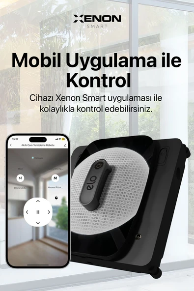 Xenon Smart Elo Akıllı Cam Silme Robotu Uzaktan Kumandalı Ve Mobil App Kontrollü Wi-fi Cam Temizleyici X8681 - 3