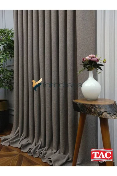 Açık Gri Keten Fon Perde 1e3 Dökümlü Pileli Fon Perde - 3