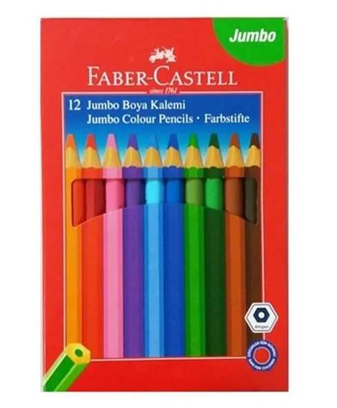 Faber Castell Jumbo Kuru Boya Kalemi Üçgen 12Li - 2 adet