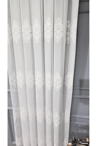 Ttm Damask Desen Tasarım Kırışmaz Ütü Istemez Tül 1e 3kat Sık Pileli Tül Perde