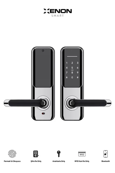 Xenon Smart Akıllı Kapı Kilidi Mobil App Parmak Izi Şifre Rfıd Wi-fi Google Home & Alexa Kontrollü Kilit X8051 - 2