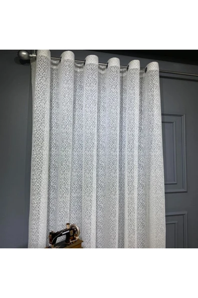 Ekru Krem Ilizyon Rustik Kuşgözü Tül Perde - Resim 2