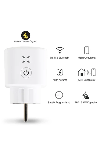 Xenon Smart Akım Korumalı Telefonla Kontrol Enerji Takibi Wi-Fi Bluetooth Zaman Ayarlı Akıllı Priz X7010 - 2