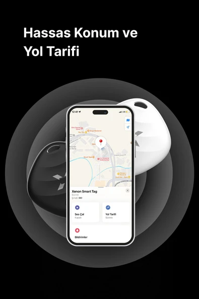 Xenon Smart Airtag Akıllı Bluetooth Takip Cihazı Find My Mobil Uygulama Konum, Eşya Bulucu Siyah Tag X6605 - 5