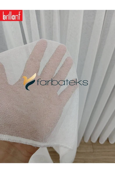 Farbateks Dikim Brillant Buzlu Sade Düz Tasarım Model 1/2 Kat Pileli Tül Perde - 4