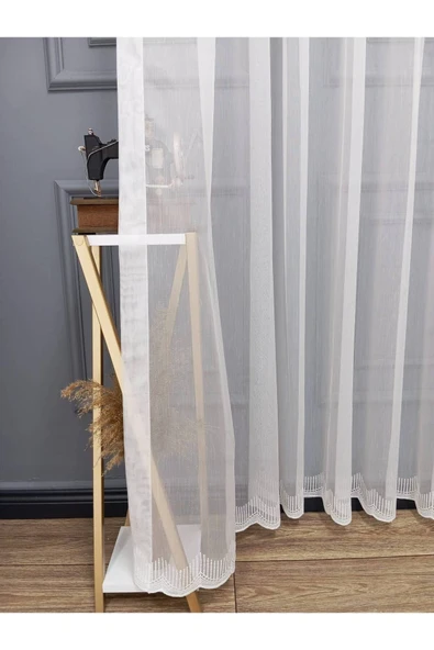 Lanka Sade Düz Etek Işlemeli Ütü Istemez Yeni Tarz 2kat Pileli Tül Perde - 3