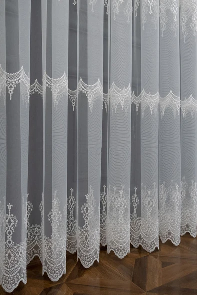 Brillant Bore Salon Tül Perde Model Tasarım Çeşit Renk Tül 3 Katpileli - 3