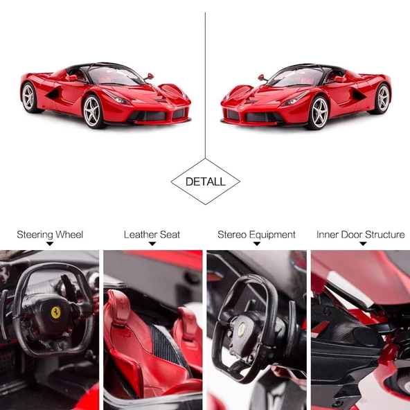 Rastar 1:14 Uzaktan Kumandalı Araba Ferrari La Ferrari Man Kapı Açılan 2.4 Ghz Usb Şarjlı Işıklı Kır - 6