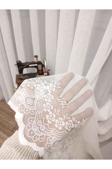 Farbateks Dikim Cemre Sade Düz Örme Krem Renkli Ütü Istemez 2kat Pileli Tül Perde - Resim 3