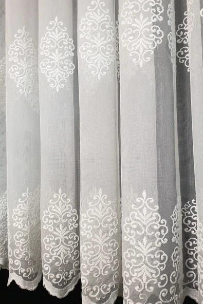 Ttm Damask Desen Tasarım Kırışmaz Ütü Istemez Tül 1e 3kat Sık Pileli Tül Perde - 7
