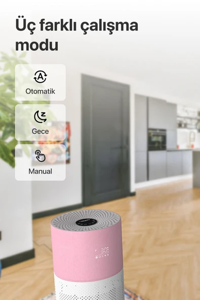 Xenon Smart Akıllı Hava Temizleyici 70 M2 Wi-fi Mobil App Air Purifier Cadr 550m³ Karbon Hepa Filtre X7420 Pembe - 2
