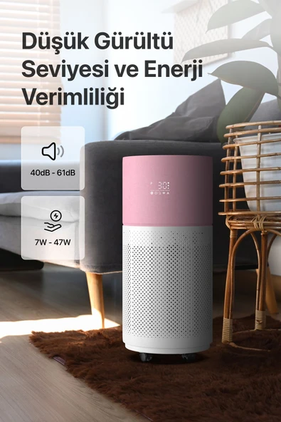 Xenon Smart Akıllı Hava Temizleyici 70 M2 Wi-fi Mobil App Air Purifier Cadr 550m³ Karbon Hepa Filtre X7420 Pembe - 5