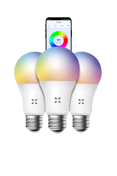 Xenon Smart Akıllı Rgb Led Ampul 9w App Kontrol Sesli Komut Wi-fi Zamanlayıcılı Aydınlatma Seti 3 Adet X7021