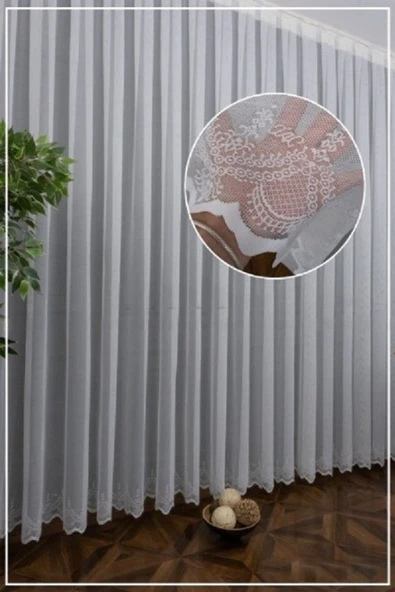 Farbateks Dikim Yeni Düz Sade Moda Tasarım Etek Işlemeli Ütü Istemez 2kat Pileli Tül Perde
