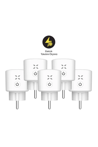 Xenon Smart Akım Korumalı Mobil Uygulama Ile Uzaktan Kontrol Edilebilen Enerji Ölçümlü Priz 5 Adet X7010