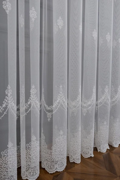 Dikim Serpme Damask Oturma Salon Model Tasarım 3kat Pileli Tül Perde - Resim 5