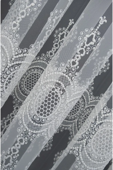 Farbateks Dikim Salon Bohre Tül Perde Ipek Model Tasarım 3kat Pileli Tül Perde - Resim 3