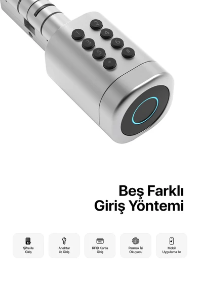 Xenon Smart Akıllı Kapı Kilidi Mobil App Parmak Izi Şifre Rfıd Wi-fi Google Home & Alexa Kontrollü Kilit X8052 - 5