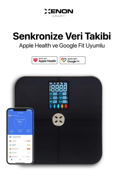 Xenon Smart Akıllı Tartı Nabız, Vücut Analizi Yağ, Kemik, Kas Ölçen Dijital Baskül (180 KG KAPASİTE) X8702 - 5