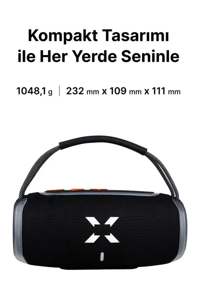 Xenon Smart Boombox Taşınabilir Bluetooth Hoparlör TWS Stereo 20W TF Aux Speaker RGB Ses Bombası Siyah X6701 - 3