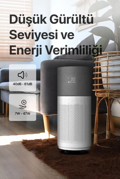 Xenon Smart Akıllı Hava Temizleyici 70 M2 Wi-fi Mobil App Air Purifier Cadr 550m³ Karbon Hepa Filtre X7420 Gri - 5
