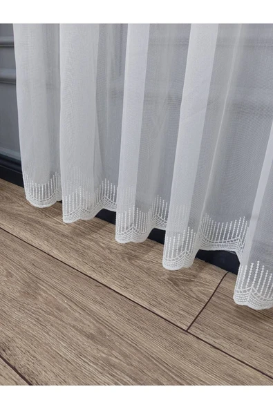 Lanka Sade Düz Etek Işlemeli Ütü Istemez Yeni Tarz 2kat Pileli Tül Perde - 4