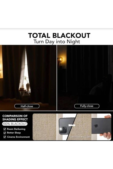 Keten Black Out Gri Antrasit Renk Rustik Perde Kuşgözü Halkalı Boru Halka Dekoring Perde - 5