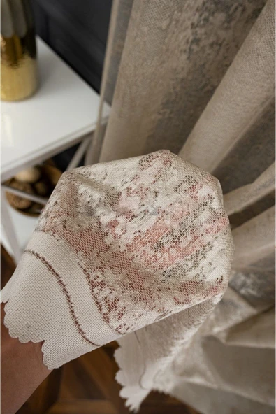 Bulut Tül Exculusive Micro Örgü 2kat Pileli Vizon-bej-açık Kahve Tül Perde - 5