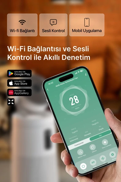 Xenon Smart Akıllı Fanlı Hava Temizleyici Wifi Mobil Uygulama Aromaterapi Cadr 390m³/s Hepa13 Air Purifier X7422 - 7