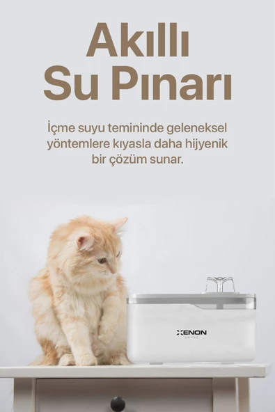 Xenon Smart Akıllı Otomatik Kedi Su Pınarı 2.8 Lt Ultra Sessiz Mobil Kontrollü Su Sebili Şeffaf X8650 - 6