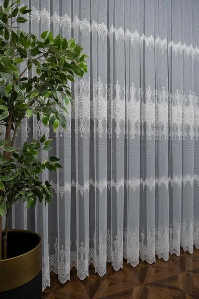 Brillant Bore Salon Tül Perde Model Tasarım Çeşit Renk Tül 3 Katpileli