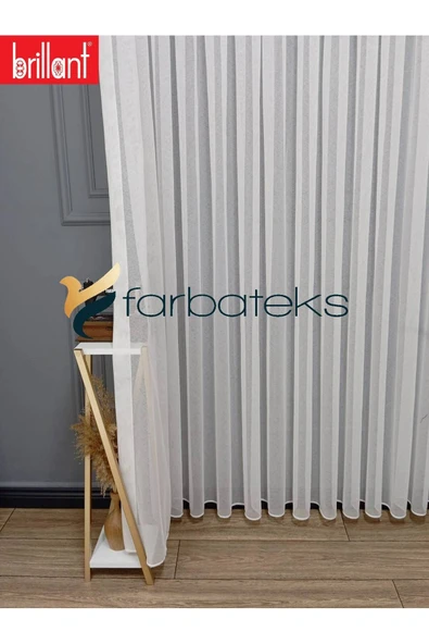 Farbateks Dikim Brillant Buzlu Sade Düz Tasarım Model 1/3 Kat Pileli Tül Perde - Resim 3