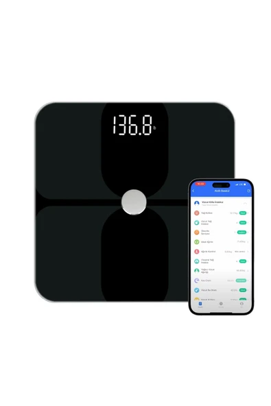 Xenon Smart Akıllı Tartı Dijital Baskül, BT Apple Health Google Fit, Vücut Kitle, Kas, Su, Yağ, Kemik X8703